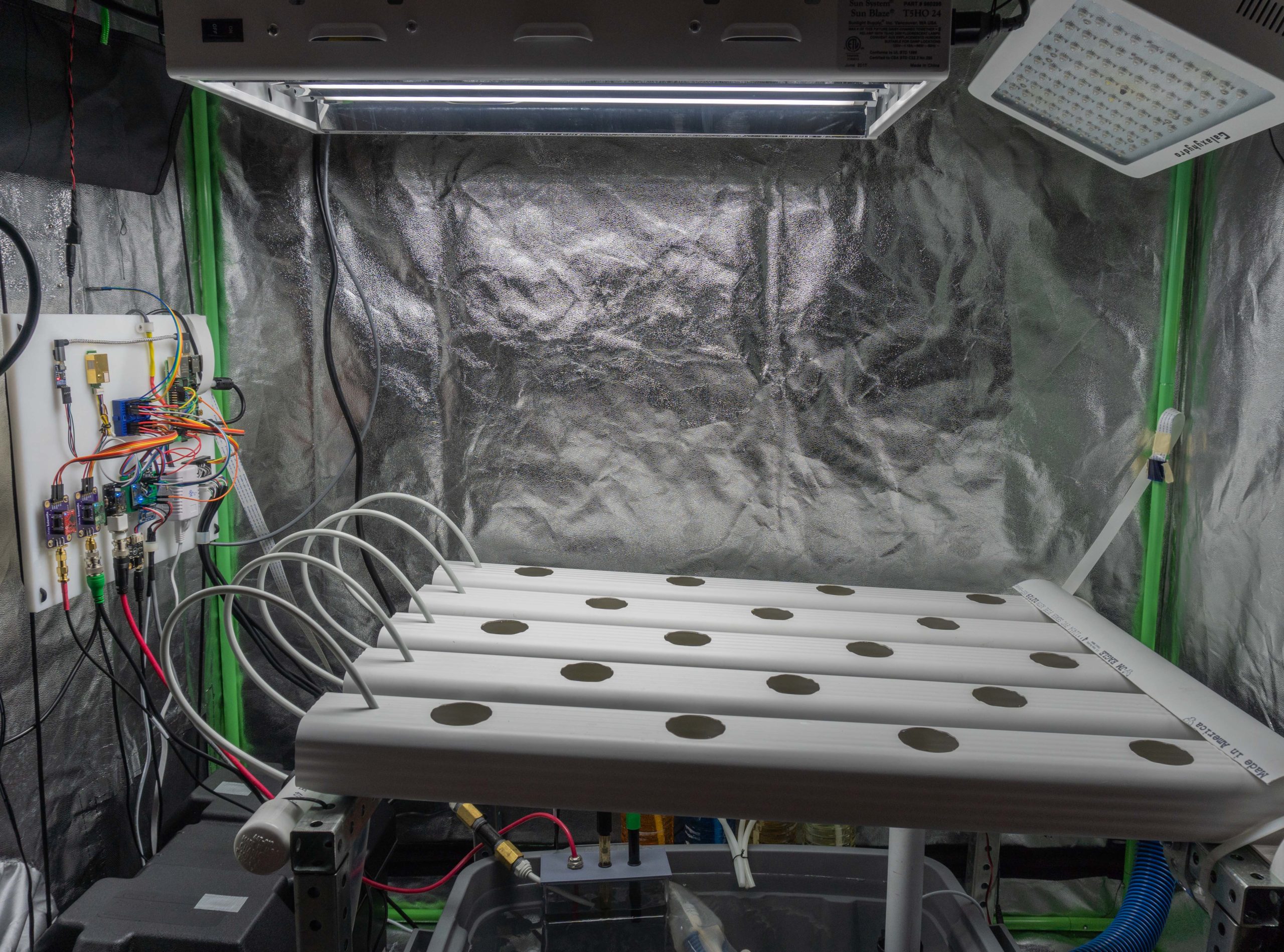 Control panel with Raspberry Pi, sensors, and wiring